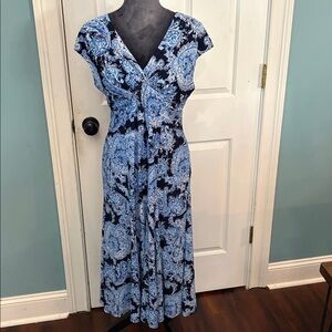 Jones New York Blue and Black Paisley Maxi Dress